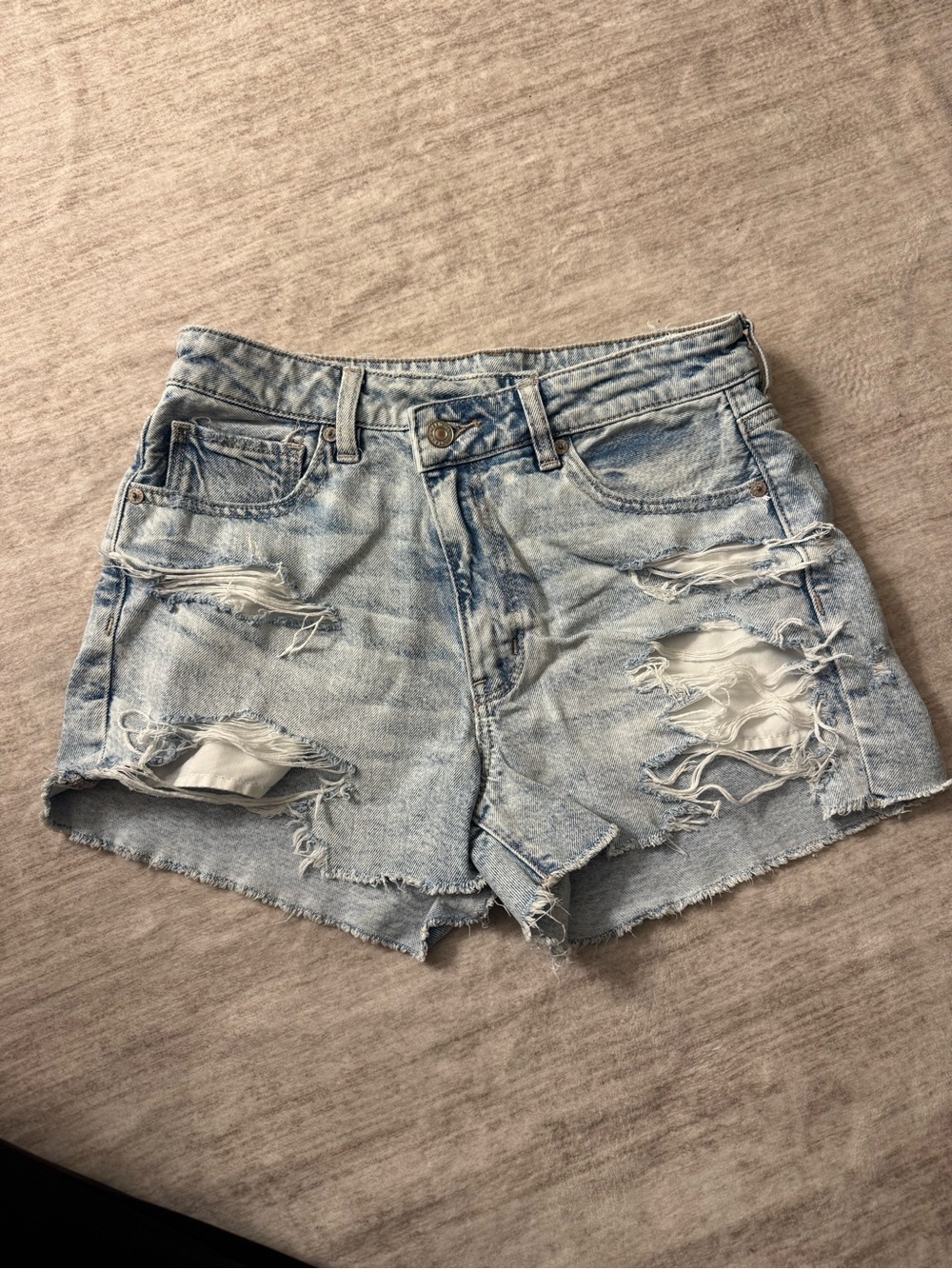 American Eagle Outfitters Light Blue Distressed Denim Shorts